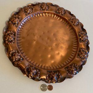 Vintage Metal Copper Serving Tray, Platter